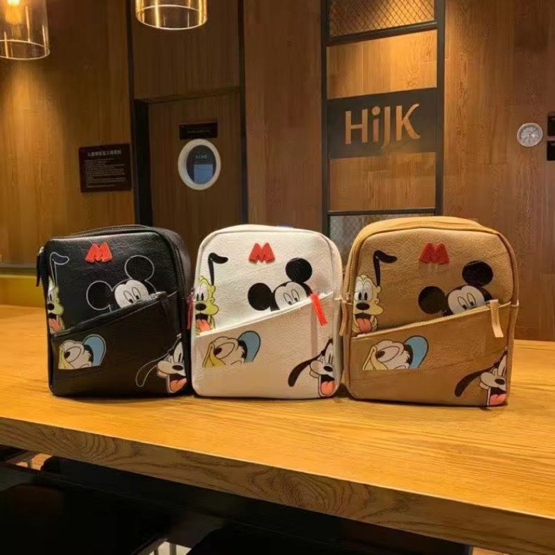 kids mini zara mickey backpack ransel anak lucu jalan jalan tk sd paud pg fashion bag white brown bl
