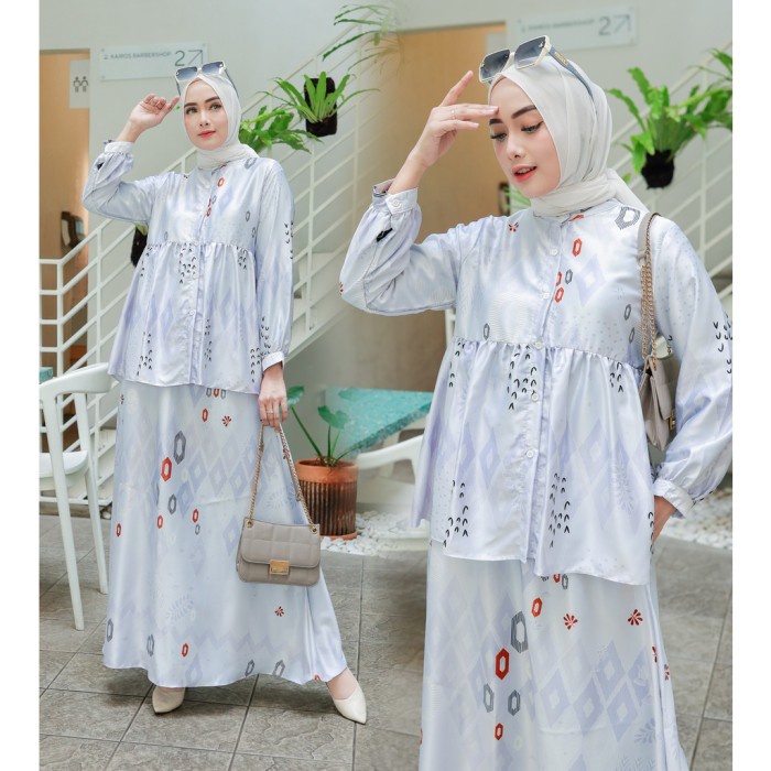 RAMADHAN Setelan Rok Wanita Terbaru One Set Lebaran Silk Premium Fashion Muslim - silver LEBARAN IDUL FITRI / ADHA