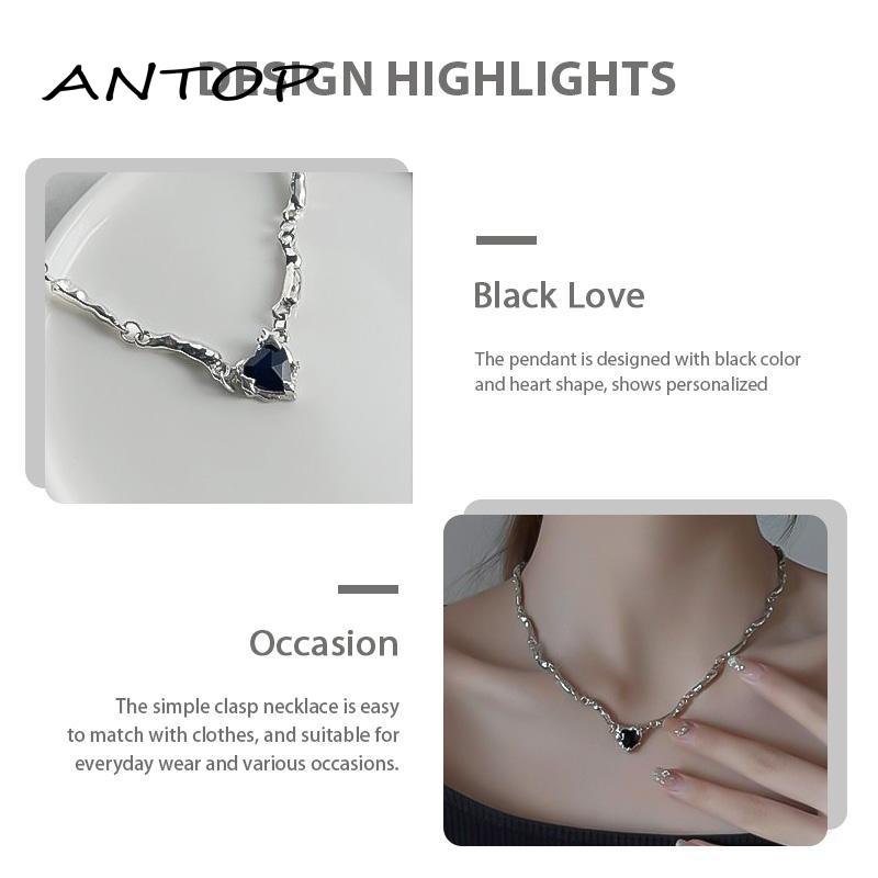 [Antopgrosir Manis Keren Kerah Rantai Ringan Mewah Premium Fashion Black Love Hip Hop Necklace