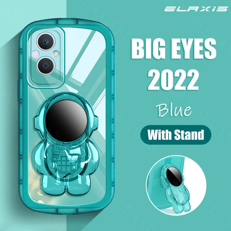 Andyh Untuk OPPO Reno 8Z 5G/Reno 7Z 5G Casing Ponsel Tahan Jatuh Transparan Chubby Lembut Silikon Dengan Astronot Stand2022Desain Baru Ponsel Penutup Belakang