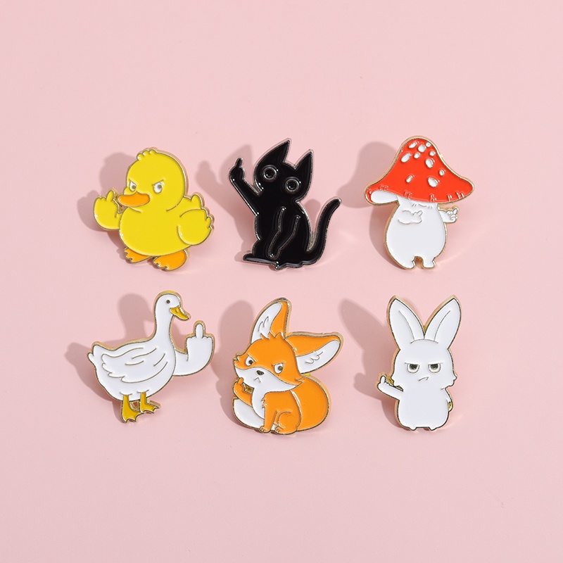 Kartun Hewan Bebek Kelinci Rubah Enamel Pin Lucu Hewan Kucing Bros Perhiasan Hadiah Untuk Anak-Anak Sahabat