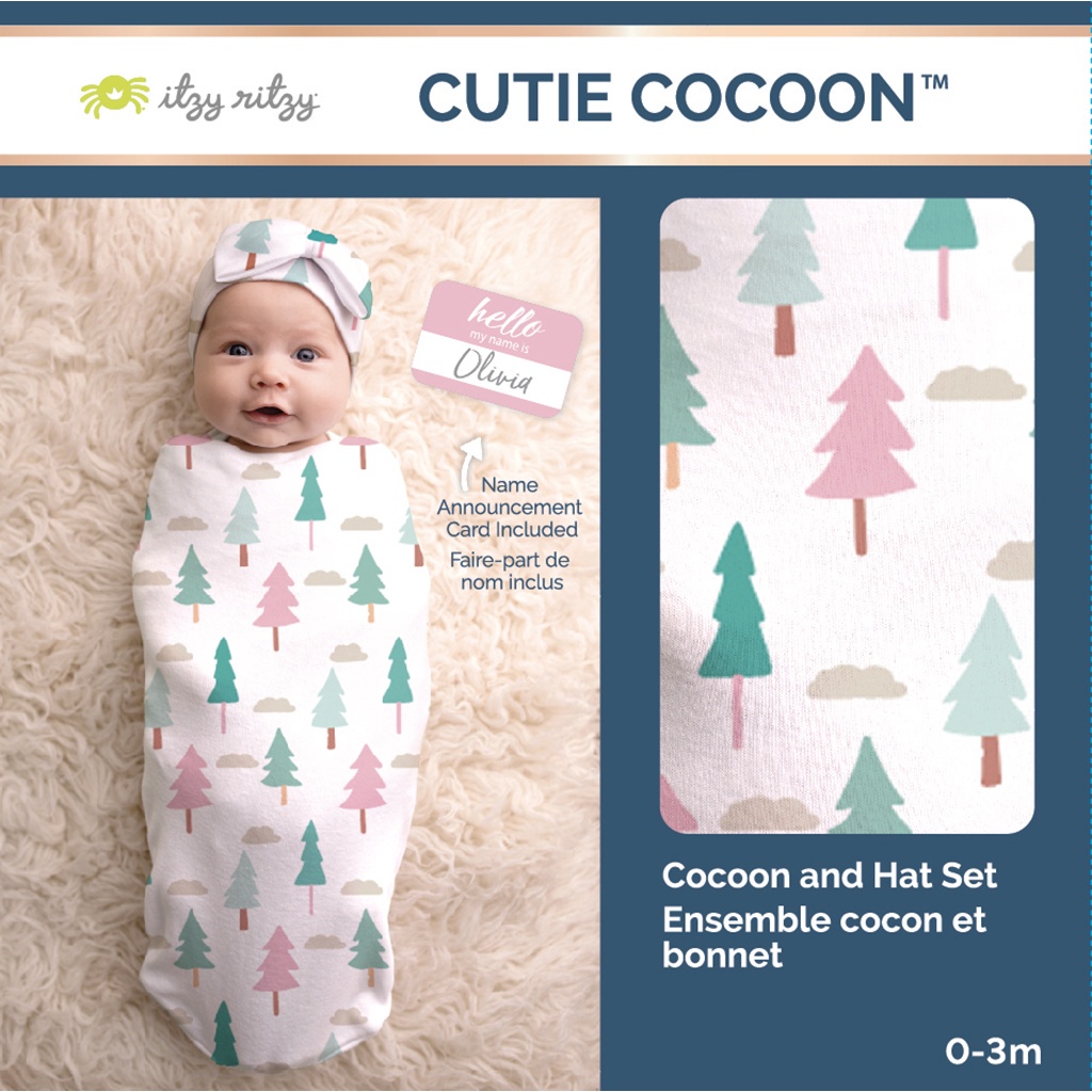 Itzy Ritzy Cutie Cocoon Baby Cocoon and Hat Set | Bedong Bayi Instant