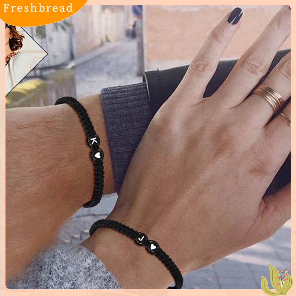 &lt; Freshbread &gt; Gelang Unisex 26huruf Tali Hati Adjustable Handmade Couple Bracelet Untuk Pakaian Sehari-Hari