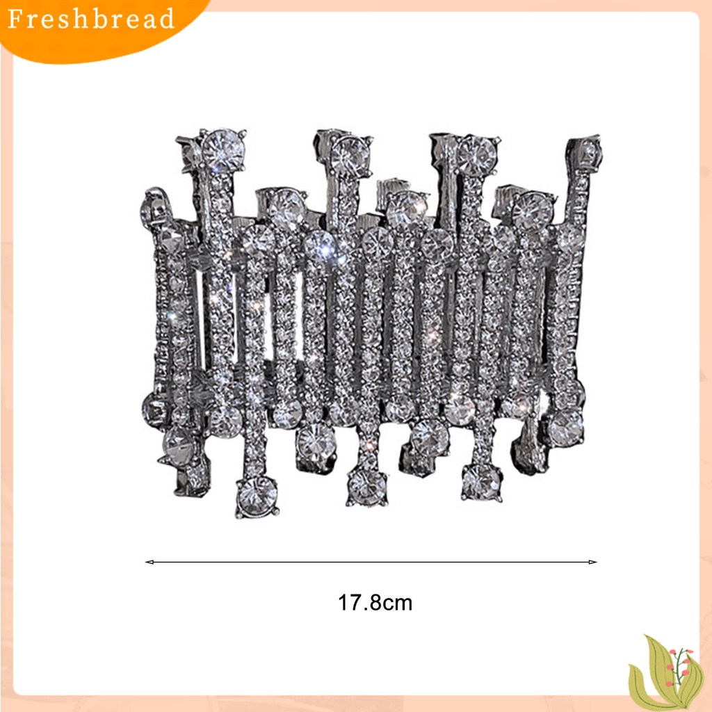 < Freshbread > Manik-Manik Bening Tidak Teratur Dekorasi Sederhana Mewah Gelang Berlebihan Penuh Berlian Imitasi Lebar Gelang Perhiasan Aksesori