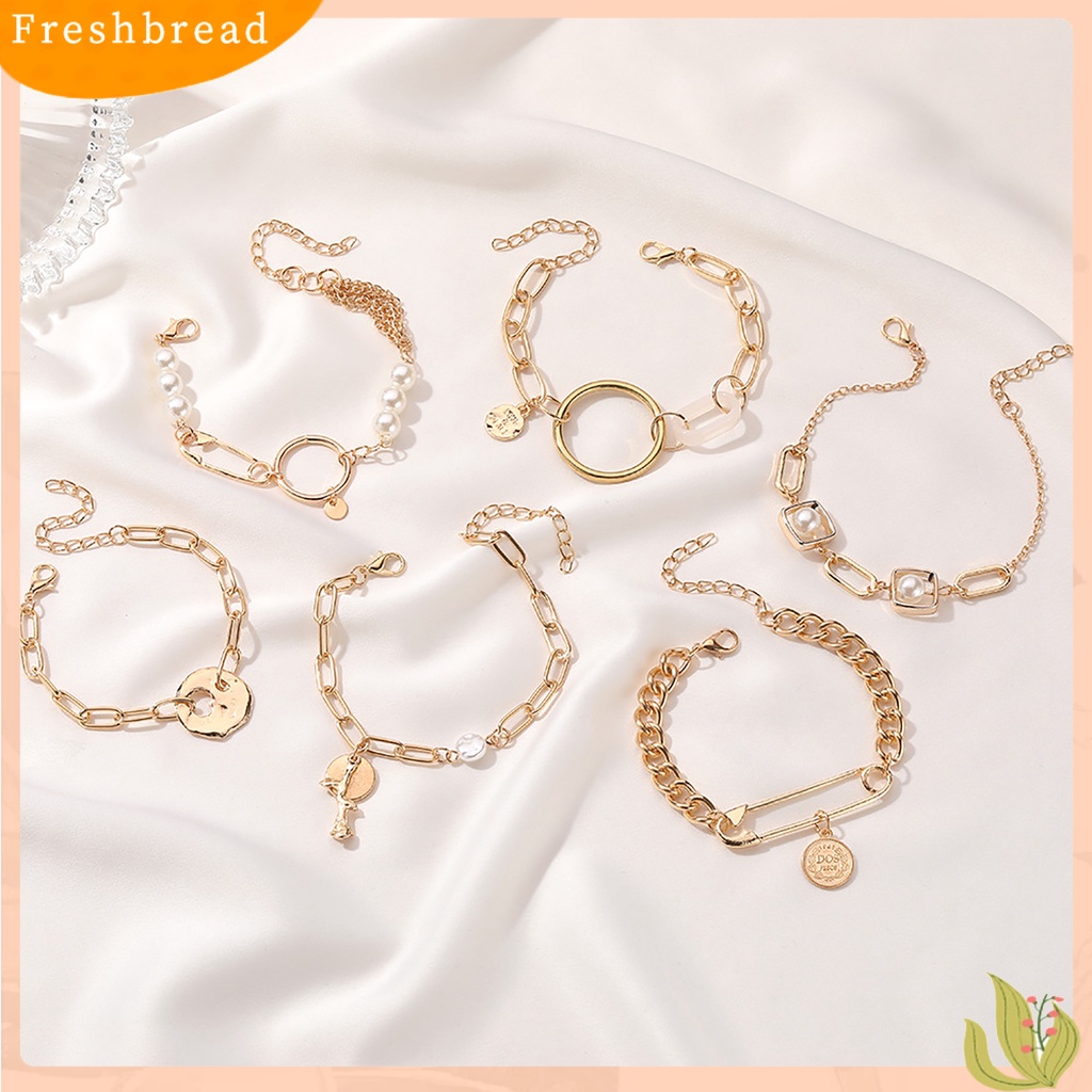 &lt; Freshbread &gt; Fashion Wanita Paduan Gelang Geometris Rantai Tebal Retro Pesona Perhiasan Hadiah