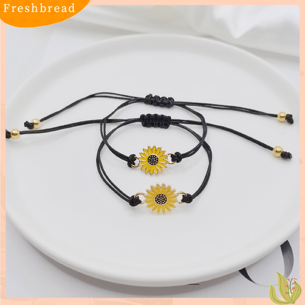 &lt; Freshbread &gt; 1set Gelang Kartu Persahabatan Bunga Matahari Tetes Minyak Gelang Dapat Disesuaikan Untuk Pakaian Sehari-Hari