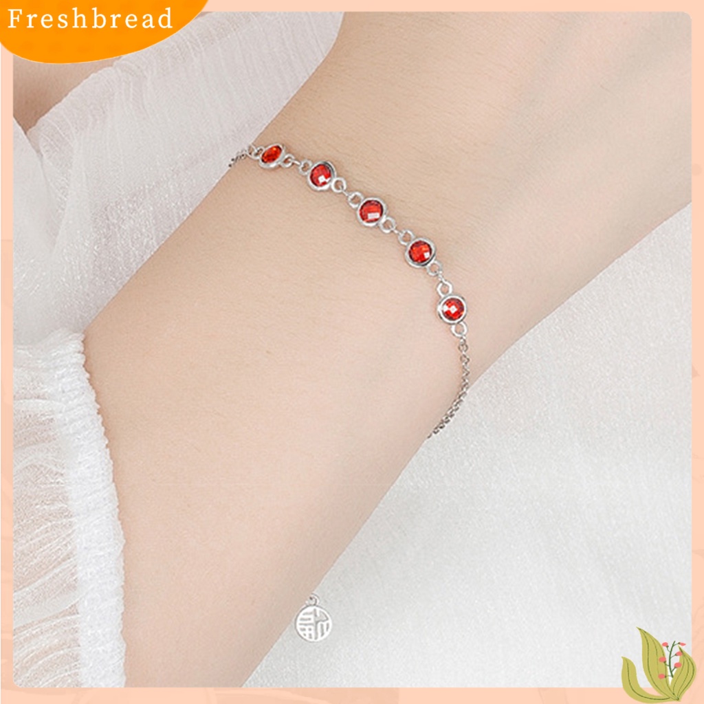 &lt; Freshbread &gt; Gelang Rantai Glittery 5manik Aksesoris Fashion Geometris Warna-Warni Berlian Imitasi Temperamen Gelang Untuk Pakaian Sehari-Hari