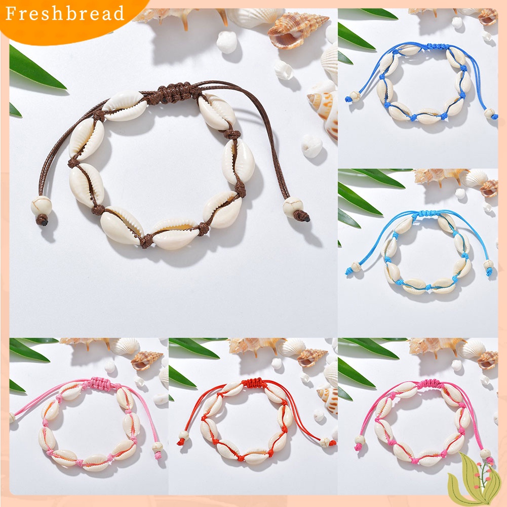 &lt; Freshbread &gt; Wanita Rajut Tangan Shell Pesona Gelang Manik-Manik Rantai Bangle Perhiasan Aksesori