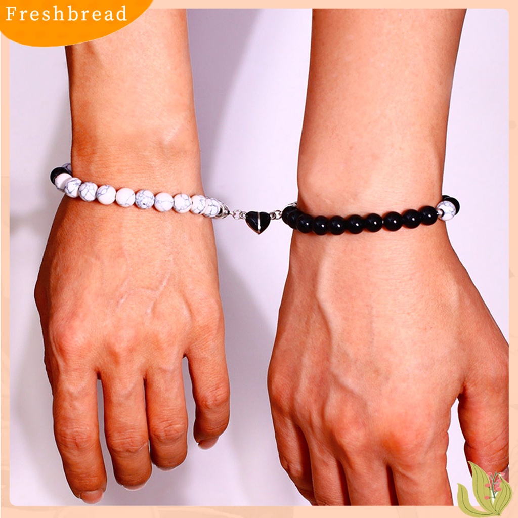 &lt; Freshbread &gt; 1pasang Gelang Manik Trendi Minimalis Tahan Aus Ringan Sentuhan Kulit Sehari-Hari Memakai Putih Pirus Hitam Putih ic Cinta ic Bracelets