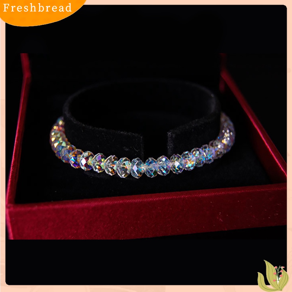 &lt; Freshbread &gt; Gelang Manik-Manik Kristal Imitasi Berkilau Wanita Indah Gelang Bangle Elastis Untuk Pesta