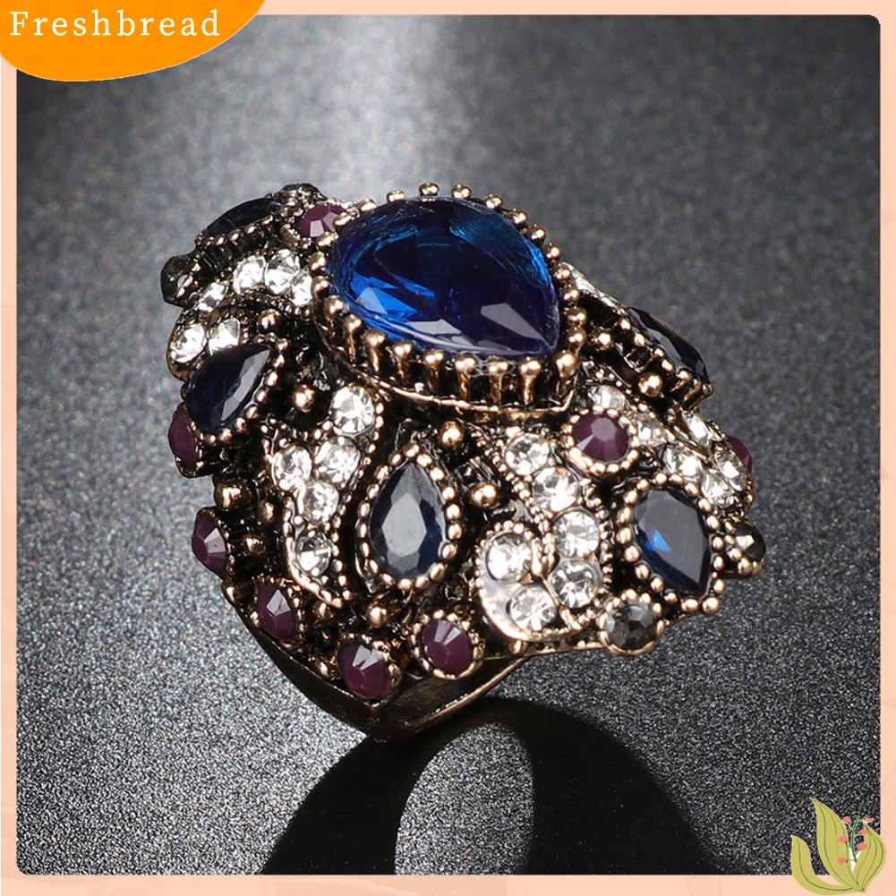 &lt; Freshbread &gt; Fashion Berlian Imitasi Mengkilap Punk Wanita Jari Cincin Pernyataan Perhiasan Hadiah Pesta