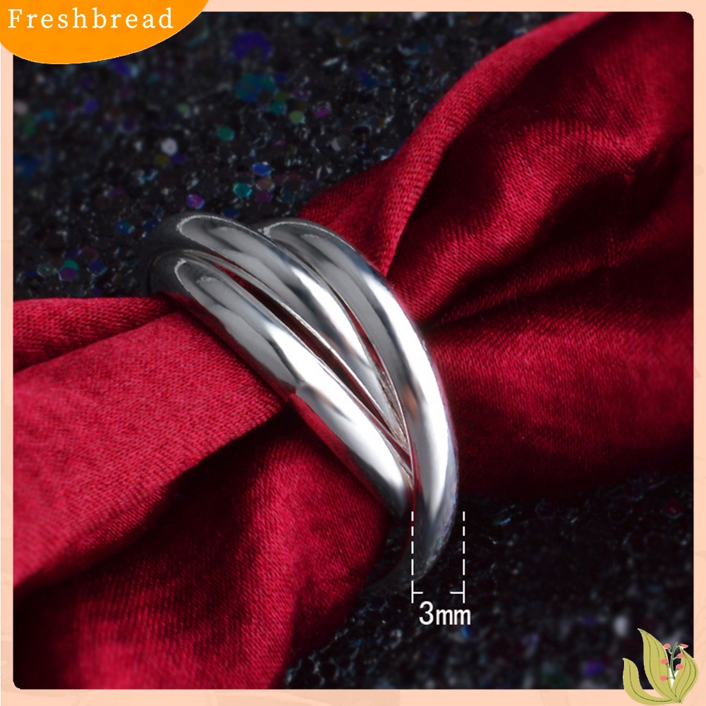 &lt; Freshbread &gt; Wanita Kreatif Halus 3circles Cross Finger Cincin Hadiah Perhiasan Pesta Pernikahan