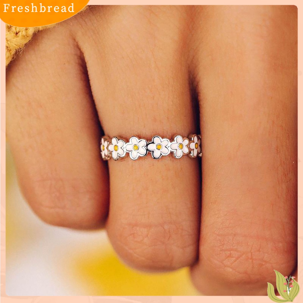 &lt; Freshbread &gt; Wanita Cincin Anti Tarnish Marguerite Bentuk Bunga Jari Cincin Aksesori Fashion Untuk Hadiah