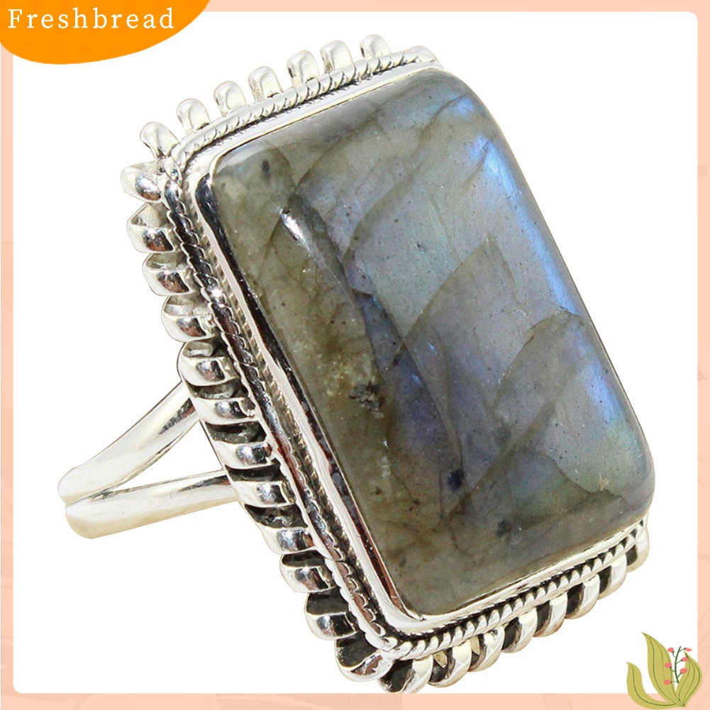 &lt; Freshbread &gt; Retro Persegi Panjang Faux Gemstone Wanita Jari Cincin Pesta Perjamuan Perhiasan Hadiah