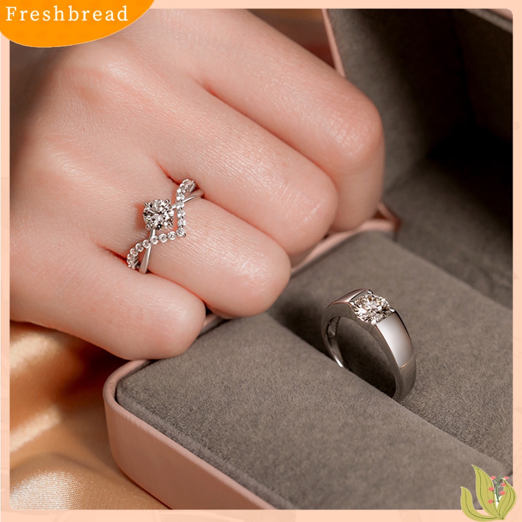 &lt; Freshbread &gt; Pasangan Cincin Pembukaan Dapat Disesuaikan Mewah Hadiah Pernikahan Berlian Imitasi Berkilau Wanita Pria Cincin Fashion Perhiasan