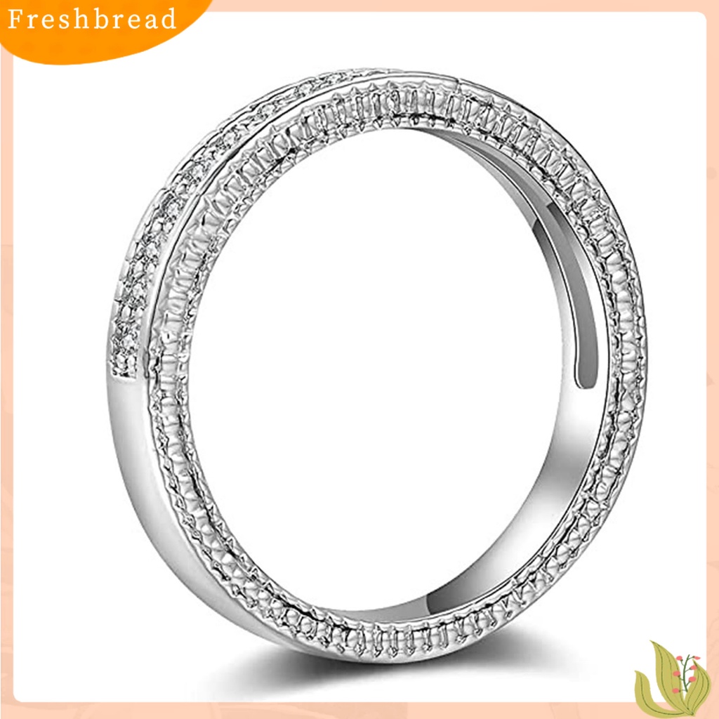 &lt; Freshbread &gt; 2Pcs Cincin Couple Bentuk Geometri Cubic Zirconia Pria Wanita Shiny All Match Rings Untuk Pernikahan