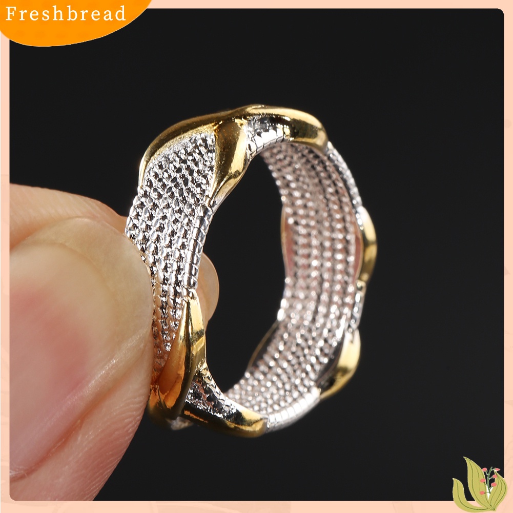 &lt; Freshbread &gt; Cincin Kawin Wanita X Perak Lapis Emas Perhiasan Fashion Ukuran6 7 8 9