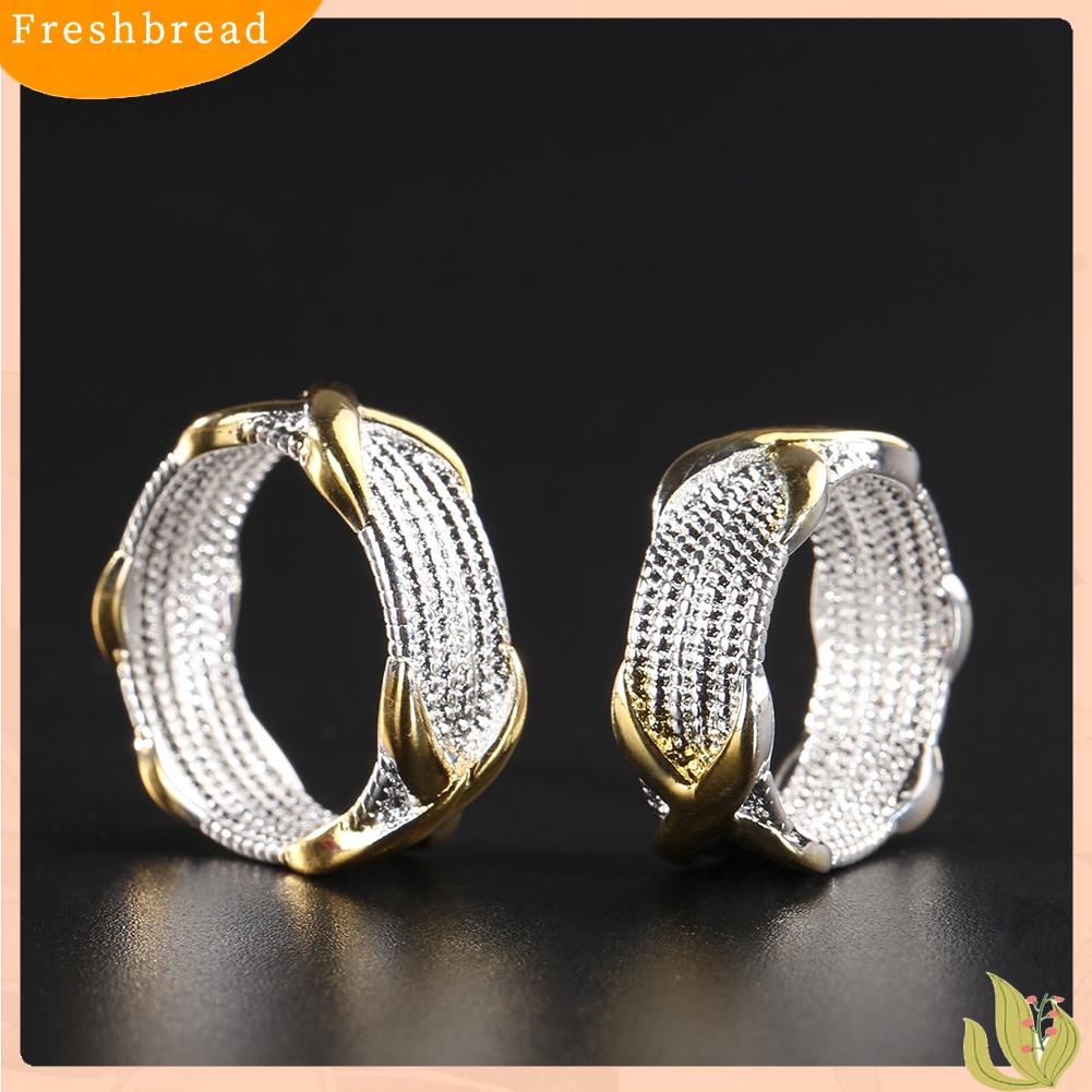 &lt; Freshbread &gt; Cincin Kawin Wanita X Perak Lapis Emas Perhiasan Fashion Ukuran6 7 8 9