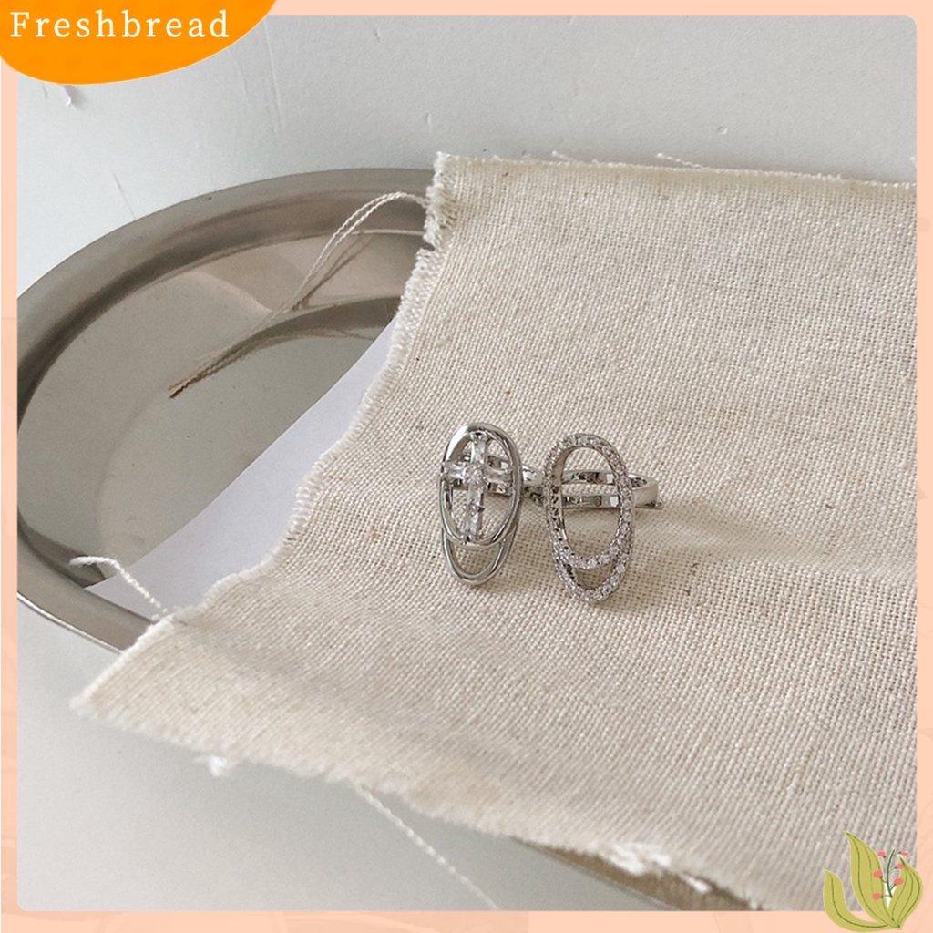&lt; Freshbread &gt; Wanita Perempuan Logam Berongga Keren Mengkilap Cubic Zirconia Hias Ujung Jari Cincin Kuku