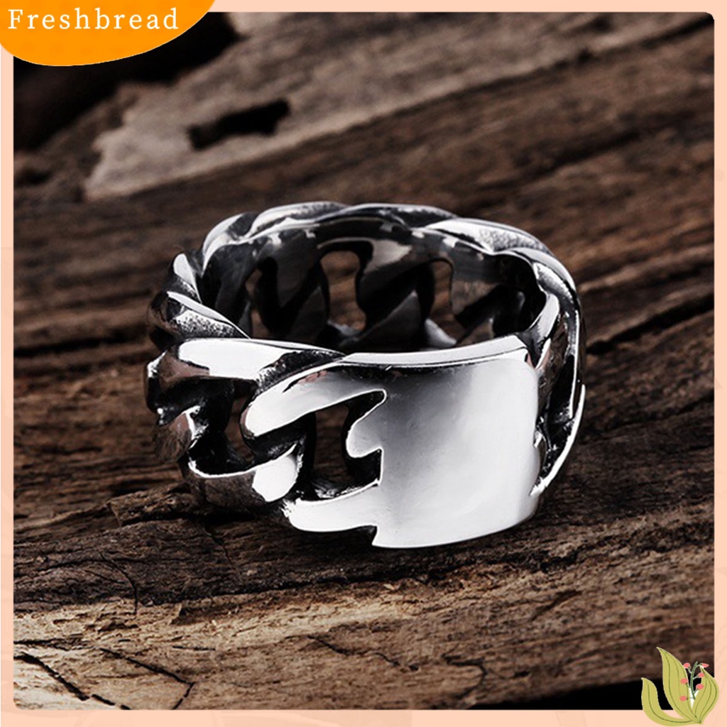 &lt; Freshbread &gt; Cincin Pria Perhiasan Rantai Geometris Electroplated Tahan Lama Ring Untuk Pacaran
