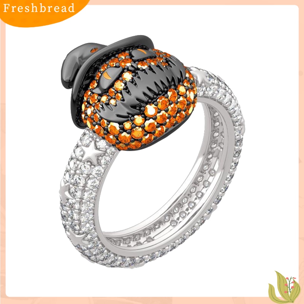 &lt; Freshbread &gt; Wajah Labu Cincin Bintang Berlian Imitasi Pria Wanita Tahan Aus Kartun Cincin Hadiah Ulang Tahun