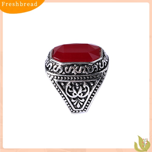 &lt; Freshbread &gt; Pria Wanita Kekasih Vintage Ukir Geometris Resin Alloy Pesta Perhiasan Cincin