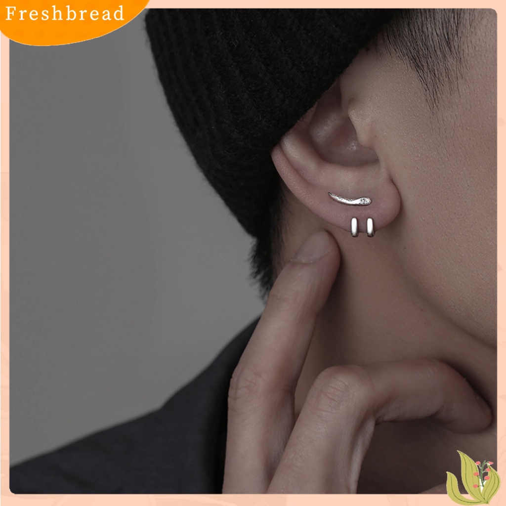 &lt; Freshbread &gt; Ear Studs Punk Hip Hop Dilepas 2-cakar Kait Kepribadian Hadiah Keren Gaya Sederhana Pria Anting Perhiasan Fashion