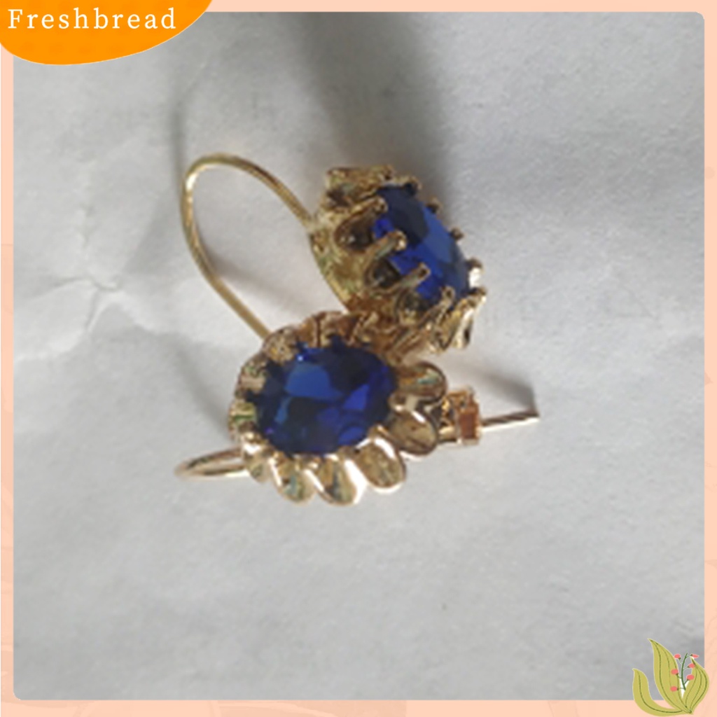 &lt; Freshbread &gt; 1pasang Anting Tindik Fashion Oval Berlian Imitasi Hias Dekorasi Hook Drop Earrings Untuk Kehidupan Sehari-Hari