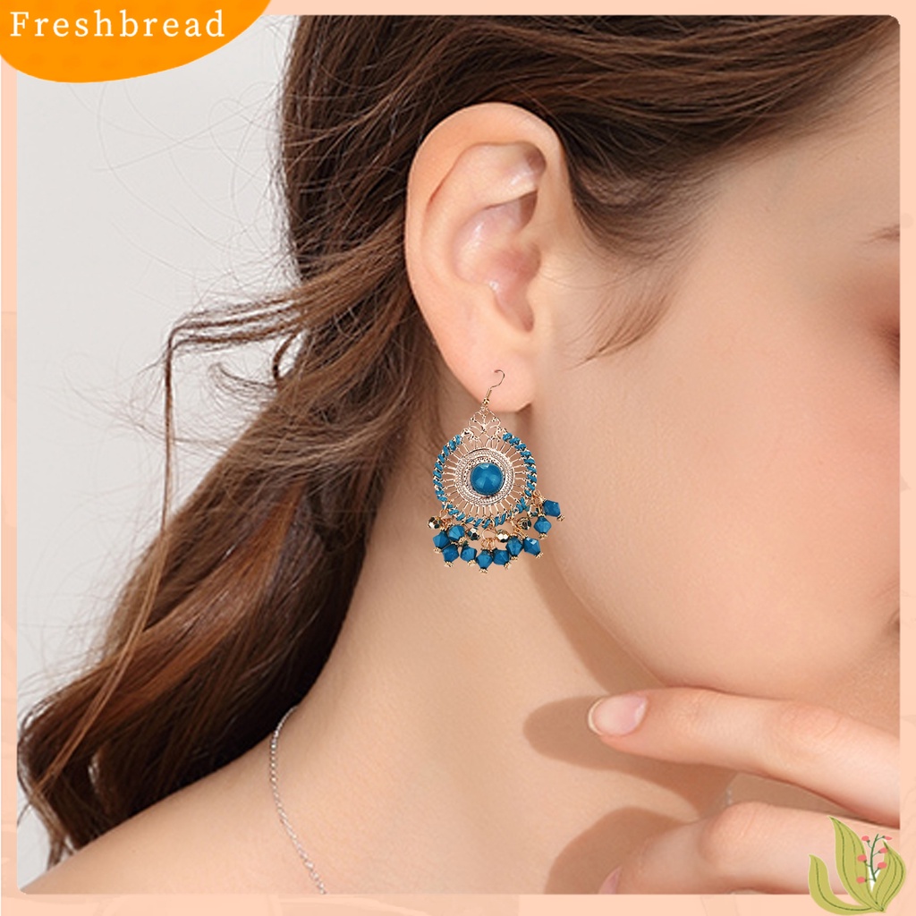 &lt; Freshbread &gt; 1pasang Wanita Anting Kait Warna-Warni Etnik Anti-Cacat Gaya Bohemia Rumbai Drop Earrings Perhiasan Wanita