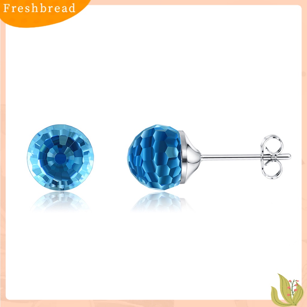 &lt; Freshbread &gt; Wanita Ear Studs Anti Tarnish Sterling Silver Anting Tusuk Kristal Imitasi Bulat Untuk Kehidupan Sehari-Hari