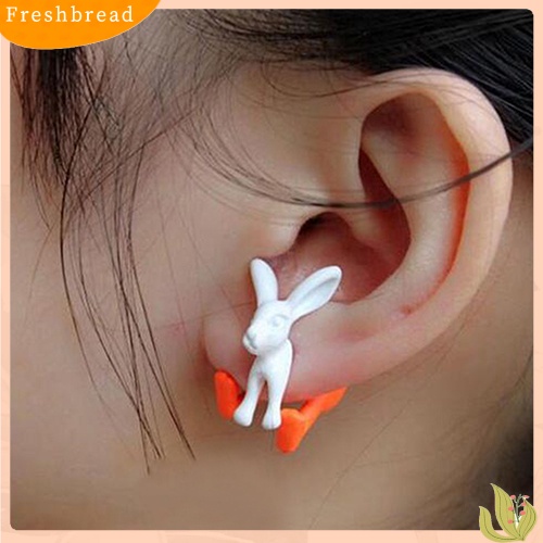 &lt; Freshbread &gt; 1Pc Wanita Kelinci Lucu Hewan Alloy Telinga Stud 3D Bunny Earring Fashion Perhiasan