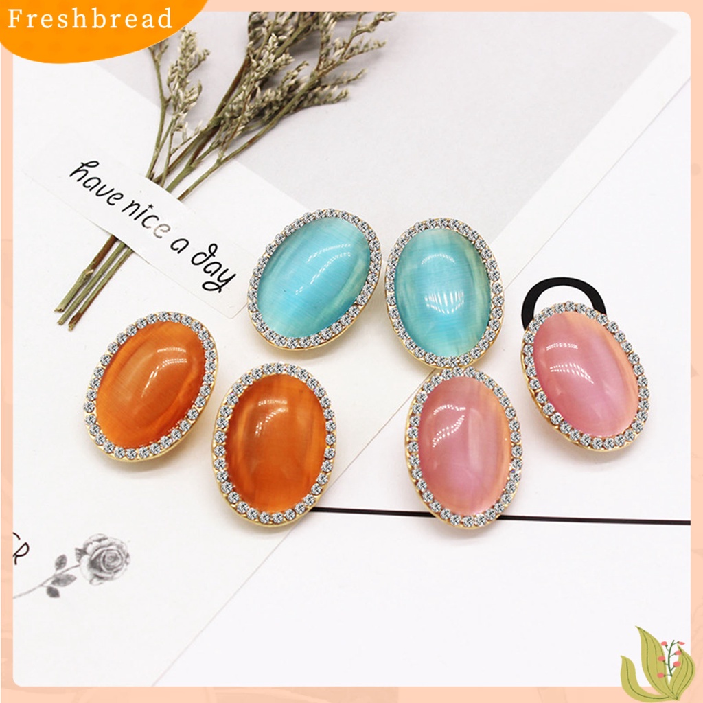 < Freshbread > Wanita Klip Telinga Berlian Imitasi Mengkilap Imitasi Opal Non Piercing Clip On Stud Earrings Perhiasan Untuk Pesta