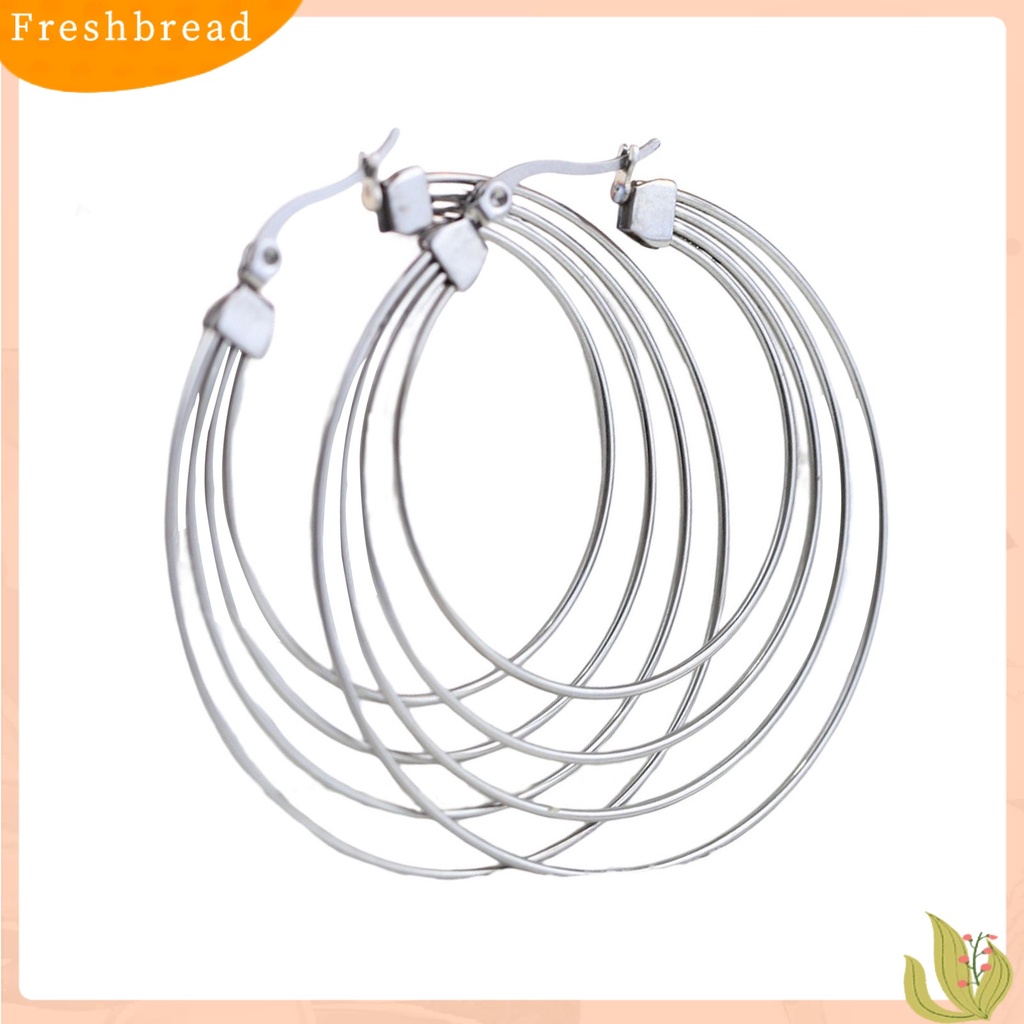 &lt; Freshbread &gt; 1pasang Anting Wanita Berlebihan Gaya Perancis Geometris Mewah Mengkilap Tinggi Dekorasi Warna Emas Lingkaran Besar Hoop Earrings Aksesoris Pakaian