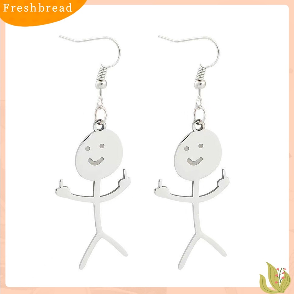 &lt; Freshbread &gt; 1pasang Menjuntai Anting Buatan Tangan Tindik Geometris Eye-catching Electroplating Dekorasi Wanita Lucu Punk Stickman Hook Earrings Fashion Perhiasan