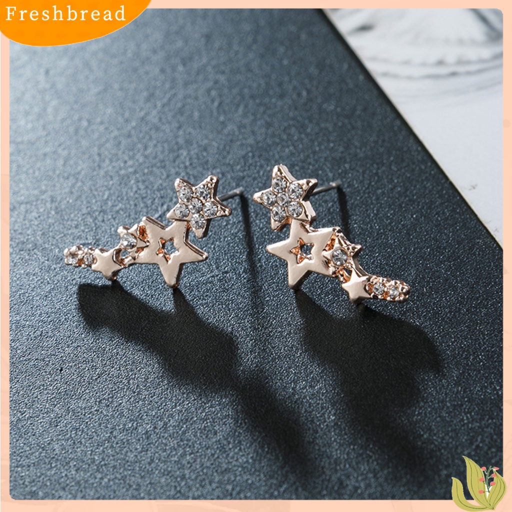 &lt; Freshbread &gt; 1pasang Anting Pejantan Indah Berlian Imitasi Harian Dress Up Ringan Bintang Telinga Studs Wanita Klip Telinga Perhiasan Fashion