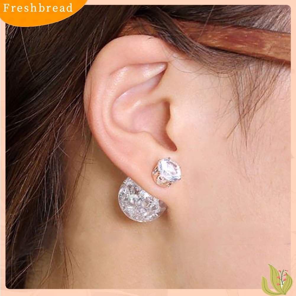 &lt; Freshbread &gt; Wanita Fashion Manik-Manik Mutiara Imitasi Berlian Imitasi Bentuk Bola Ear Studs Earrings Jewelry