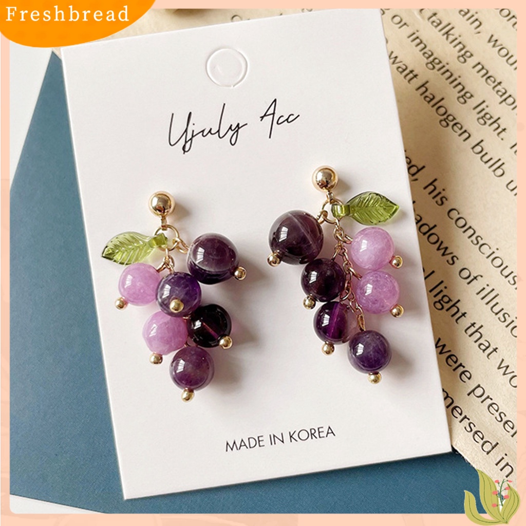 &lt; Freshbread &gt; 1pasang Hidup Menawan Menjuntai Anting Paduan Indah Buah Anggur Drop Stud Earrings Perhiasan Acessories