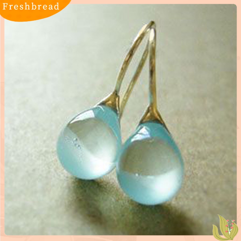 &lt; Freshbread &gt; 1pasang Anting Kait Perhiasan Berlian Imitasi Geometris Bentuk Oval Anting Drop Tahan Lama Untuk Pernikahan