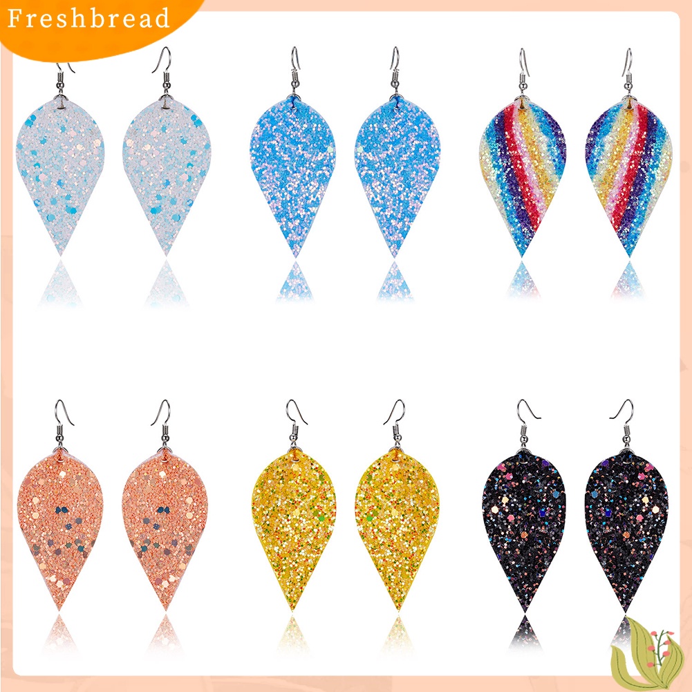 &lt; Freshbread &gt; Gaya Punk Tetesan Air Menjuntai Drop Shiny Sequin Women Hook Earrings Perhiasan Hadiah