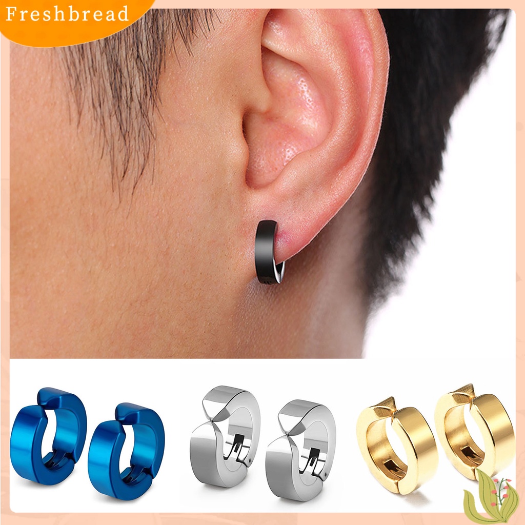 &lt; Freshbread &gt; 2Pcs Anting Huggie Anti-Alergi Anti-Oksidasi Stainless Steel Non-Piercing Earrings Ear Clip Untuk Pesta