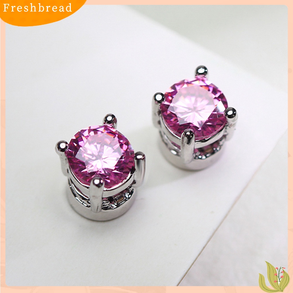 &lt; Freshbread &gt; Pria Wanita Berlian Imitasi Hias ic Ear Stud Earrings Non Piercing Perhiasan Hadiah