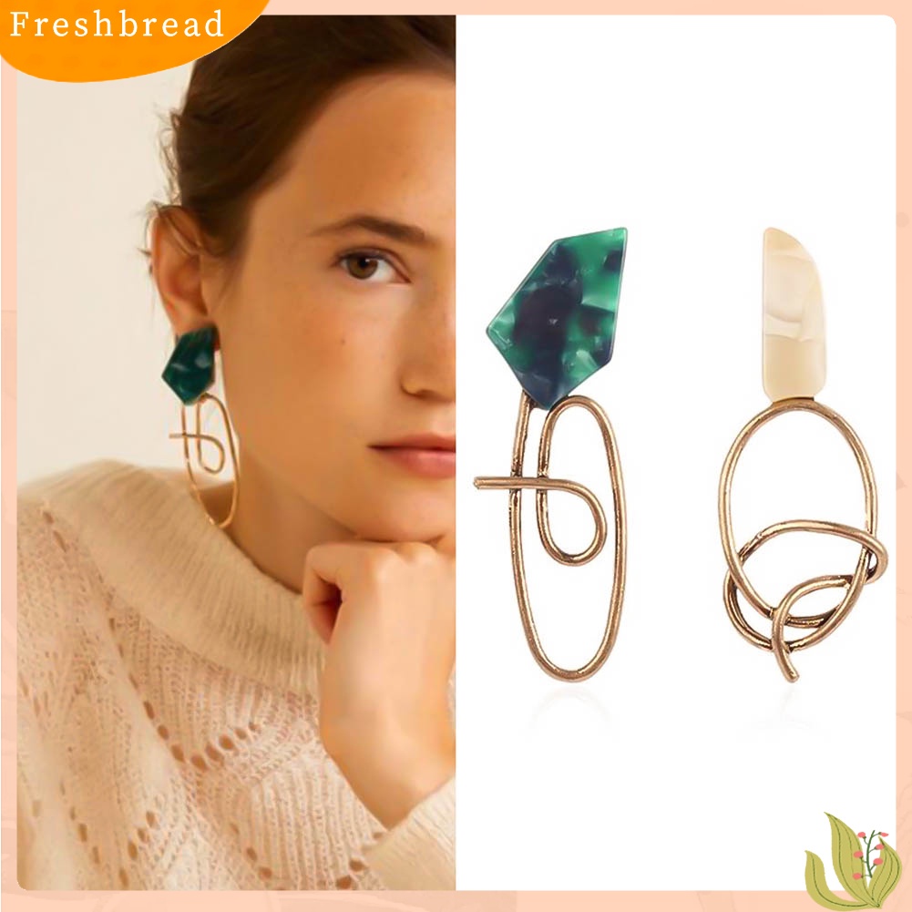 &lt; Freshbread &gt; Wanita Geometris Tidak Teratur Asimetris Berliku Menjuntai Stud Earrings Perhiasan Hadiah