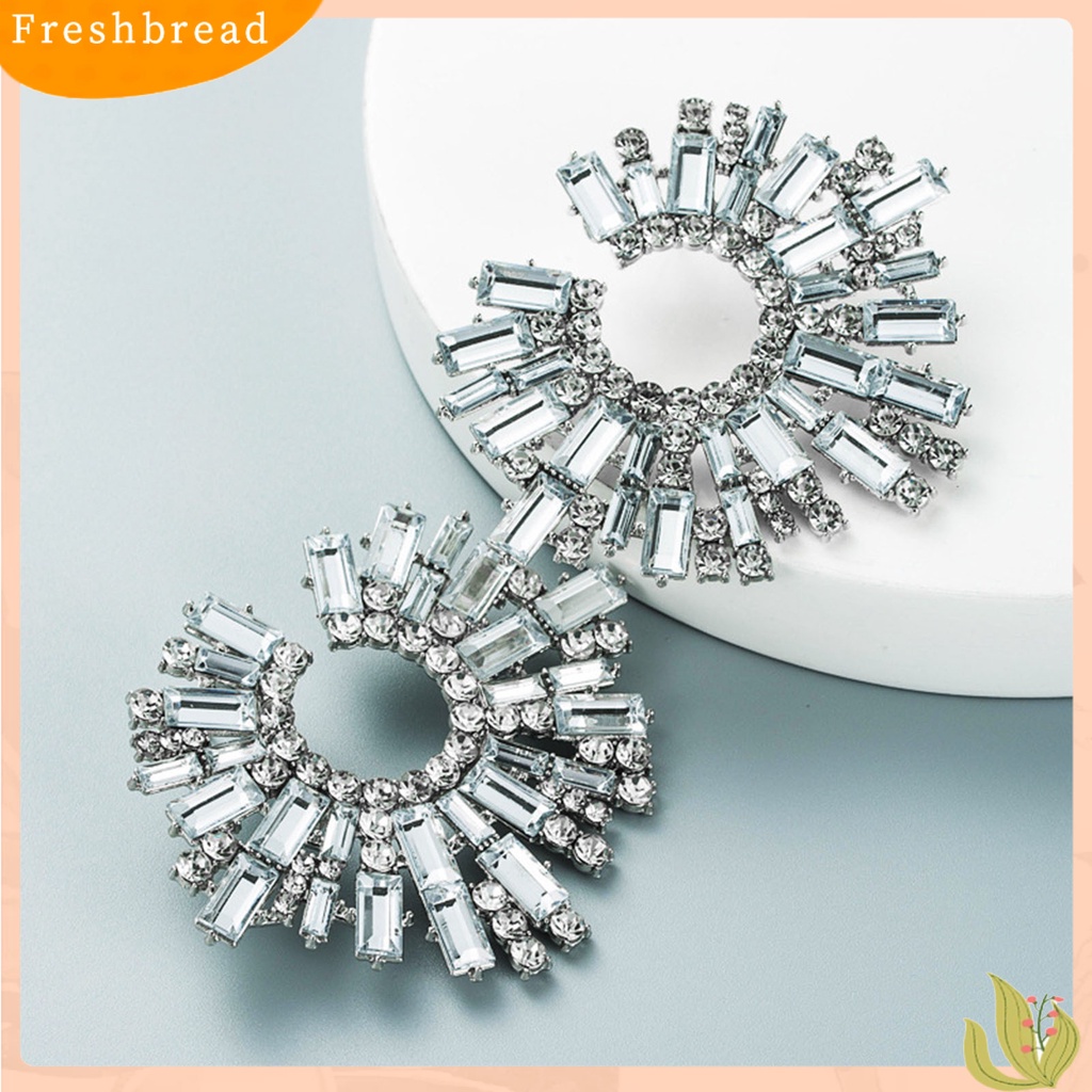 &lt; Freshbread &gt; 1pasang Anting Tusuk Bentuk Bunga Matahari Multicolor Rhinestones Perhiasan Anting Bohemian Vintage Untuk Pantai