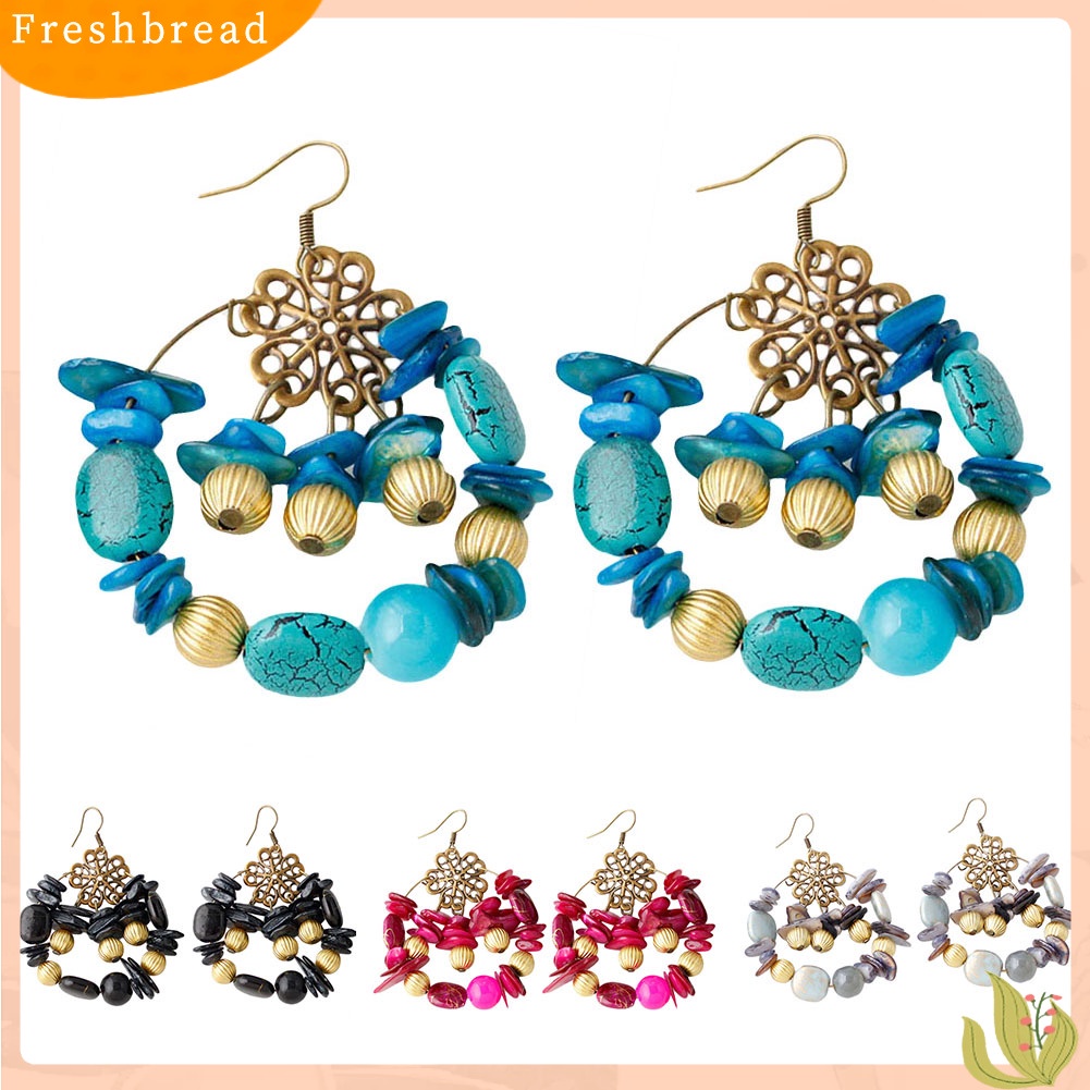 &lt; Freshbread &gt; Warna-Warni Wanita Bohemian Manik-Manik Kait Anting Perjamuan Perhiasan Hadiah Ulang Tahun