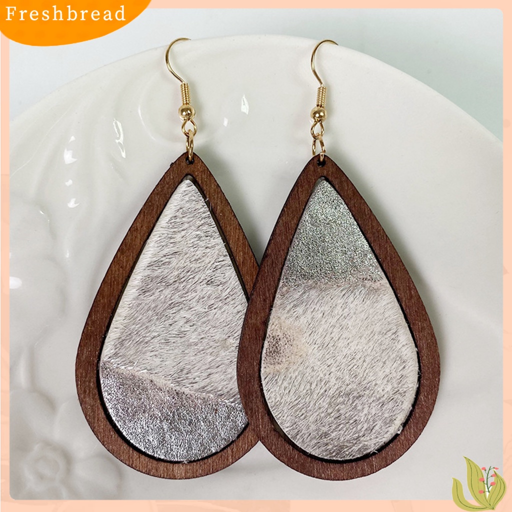 &lt; Freshbread &gt; 1pasang Drop Earrings Leopard Perhiasan Berbentuk Tetesan Air Bohemian Anting Kait Halus Untuk Pakaian Sehari-Hari