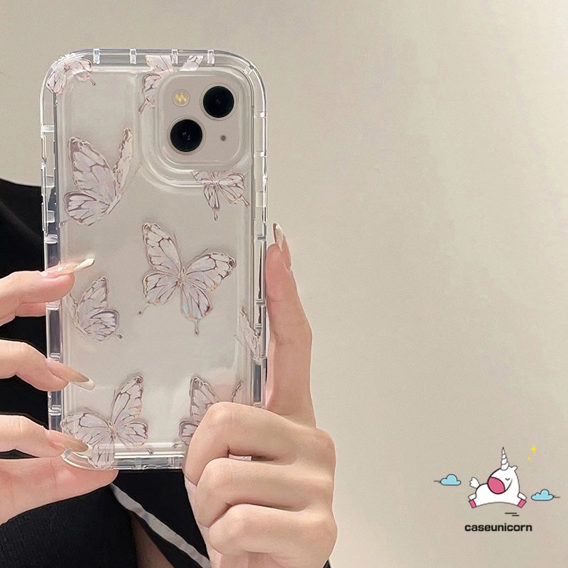 Purple Fantasy Butterfly Shockproof Case Untuk Realme C53 C55 C30 C30s C35 C33 C12 6i 5 C15 5i 7i 9i C25 C21Y C17 C11 C20 C3 C1 C2 C25s C25Y C20A Airbag Putih Pink Butterfly Case