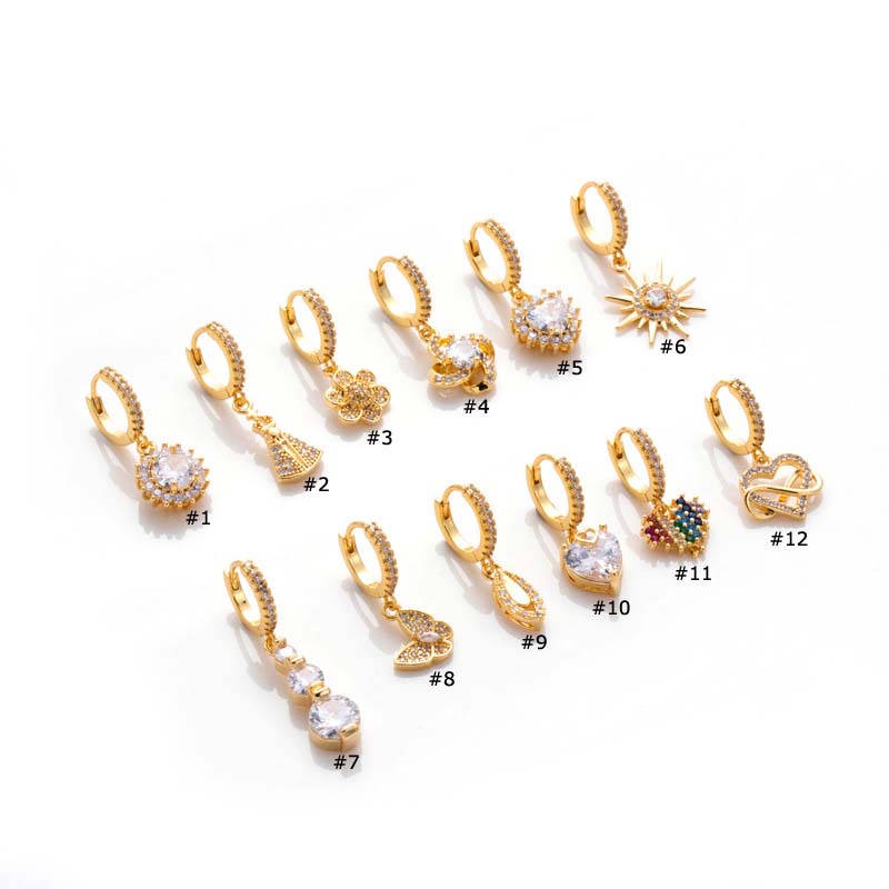 1biji Kupu-Kupu Bunga Warna-Warni Cinta Dewa Matahari Liontin Zirconia Hoop Earring Lobe Pinna Helix Piercing