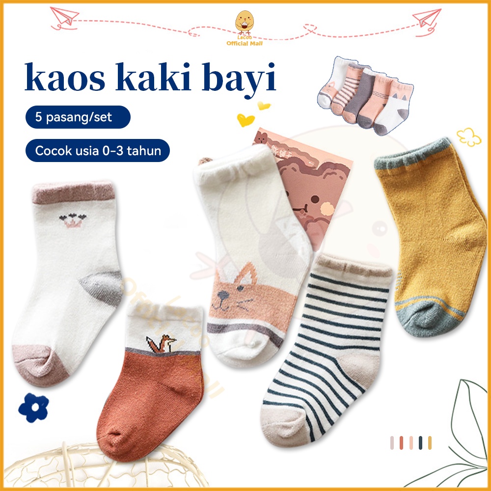 Lacoo 5 Pc Kaos kaki bayi anak import Kaus kaki bayi lucu