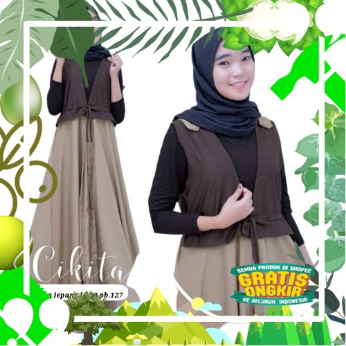 Gamis Remaja Wanita Kekinian Model Kekinian cikita dress Terbaru 2022 Lebaran Bahan katun/ edisi leb