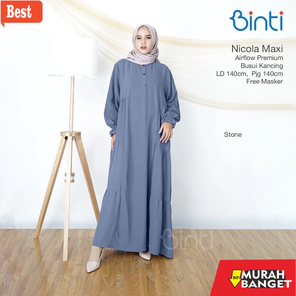 GAMIS SIZE BESAR TERBARU- gamis jumbo wanita ld 140 nicola maxy dress busui kancing mat airflow prem